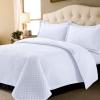 imageTribeca Living Brisbane Oversized Twin Quilt Bedding Set Solid 2Piece Quilted Bedspread Coverlet with Matching Pillow Sham Super Soft Fade and Wrinkle Resistant Quilts Silver GreyWhite