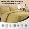 imageTribeca Living Brisbane Oversized Twin Quilt Bedding Set Solid 2Piece Quilted Bedspread Coverlet with Matching Pillow Sham Super Soft Fade and Wrinkle Resistant Quilts Silver GreyGold