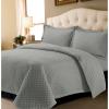 imageTribeca Living Brisbane Oversized Twin Quilt Bedding Set Solid 2Piece Quilted Bedspread Coverlet with Matching Pillow Sham Super Soft Fade and Wrinkle Resistant Quilts Silver GreySilver Grey