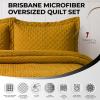 imageTribeca Living Brisbane Oversized Twin Quilt Bedding Set Solid 2Piece Quilted Bedspread Coverlet with Matching Pillow Sham Super Soft Fade and Wrinkle Resistant Quilts Silver GreyHoney Mustard