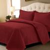 imageTribeca Living Brisbane Oversized Twin Quilt Bedding Set Solid 2Piece Quilted Bedspread Coverlet with Matching Pillow Sham Super Soft Fade and Wrinkle Resistant Quilts Silver GreyDeep Red