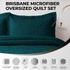 imageTribeca Living Brisbane Oversized Twin Quilt Bedding Set Solid 2Piece Quilted Bedspread Coverlet with Matching Pillow Sham Super Soft Fade and Wrinkle Resistant Quilts Silver GreyPeacock