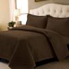 imageTribeca Living Brisbane Oversized Twin Quilt Bedding Set Solid 2Piece Quilted Bedspread Coverlet with Matching Pillow Sham Super Soft Fade and Wrinkle Resistant Quilts Silver GreyChocolate