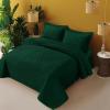 imageTribeca Living Brisbane Oversized Twin Quilt Bedding Set Solid 2Piece Quilted Bedspread Coverlet with Matching Pillow Sham Super Soft Fade and Wrinkle Resistant Quilts Silver GreyEmerald Green