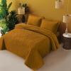 imageTribeca Living Brisbane Oversized Twin Quilt Bedding Set Solid 2Piece Quilted Bedspread Coverlet with Matching Pillow Sham Super Soft Fade and Wrinkle Resistant Quilts Silver GreyHoney Mustard