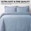 imageTribeca Living Brisbane Oversized Twin Quilt Bedding Set Solid 2Piece Quilted Bedspread Coverlet with Matching Pillow Sham Super Soft Fade and Wrinkle Resistant Quilts Silver GreyOxford Blue