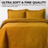 imageTribeca Living Brisbane Oversized Twin Quilt Bedding Set Solid 2Piece Quilted Bedspread Coverlet with Matching Pillow Sham Super Soft Fade and Wrinkle Resistant Quilts Silver GreyHoney Mustard