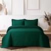 imageTribeca Living Brisbane Oversized Twin Quilt Bedding Set Solid 2Piece Quilted Bedspread Coverlet with Matching Pillow Sham Super Soft Fade and Wrinkle Resistant Quilts Silver GreyEmerald Green