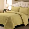 imageTribeca Living Brisbane Oversized Twin Quilt Bedding Set Solid 2Piece Quilted Bedspread Coverlet with Matching Pillow Sham Super Soft Fade and Wrinkle Resistant Quilts Silver GreyGold