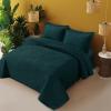 imageTribeca Living Brisbane Oversized Twin Quilt Bedding Set Solid 2Piece Quilted Bedspread Coverlet with Matching Pillow Sham Super Soft Fade and Wrinkle Resistant Quilts Silver GreyPeacock
