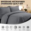 imageTribeca Living Brisbane Oversized Twin Quilt Bedding Set Solid 2Piece Quilted Bedspread Coverlet with Matching Pillow Sham Super Soft Fade and Wrinkle Resistant Quilts Silver GreyGray