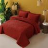 imageTribeca Living Brisbane Oversized Twin Quilt Bedding Set Solid 2Piece Quilted Bedspread Coverlet with Matching Pillow Sham Super Soft Fade and Wrinkle Resistant Quilts Silver GreyRust