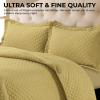 imageTribeca Living Brisbane Oversized Twin Quilt Bedding Set Solid 2Piece Quilted Bedspread Coverlet with Matching Pillow Sham Super Soft Fade and Wrinkle Resistant Quilts Silver GreyGold