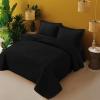 imageTribeca Living Brisbane Oversized Twin Quilt Bedding Set Solid 2Piece Quilted Bedspread Coverlet with Matching Pillow Sham Super Soft Fade and Wrinkle Resistant Quilts Silver GreyBlack