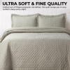 imageTribeca Living Brisbane Oversized Twin Quilt Bedding Set Solid 2Piece Quilted Bedspread Coverlet with Matching Pillow Sham Super Soft Fade and Wrinkle Resistant Quilts Silver GreyCloud