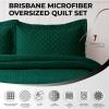 imageTribeca Living Brisbane Oversized Twin Quilt Bedding Set Solid 2Piece Quilted Bedspread Coverlet with Matching Pillow Sham Super Soft Fade and Wrinkle Resistant Quilts Silver GreyEmerald Green