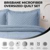 imageTribeca Living Brisbane Oversized Twin Quilt Bedding Set Solid 2Piece Quilted Bedspread Coverlet with Matching Pillow Sham Super Soft Fade and Wrinkle Resistant Quilts Silver GreyOxford Blue