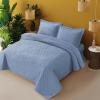 imageTribeca Living Brisbane Oversized Twin Quilt Bedding Set Solid 2Piece Quilted Bedspread Coverlet with Matching Pillow Sham Super Soft Fade and Wrinkle Resistant Quilts Silver GreyOxford Blue