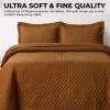 imageTribeca Living Brisbane Oversized Twin Quilt Bedding Set Solid 2Piece Quilted Bedspread Coverlet with Matching Pillow Sham Super Soft Fade and Wrinkle Resistant Quilts Silver GreyCamel