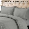 imageTribeca Living Brisbane Oversized Twin Quilt Bedding Set Solid 2Piece Quilted Bedspread Coverlet with Matching Pillow Sham Super Soft Fade and Wrinkle Resistant Quilts Silver GreySilver Grey