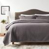 imageTribeca Living Brisbane Oversized Twin Quilt Bedding Set Solid 2Piece Quilted Bedspread Coverlet with Matching Pillow Sham Super Soft Fade and Wrinkle Resistant Quilts Silver GreyGray