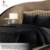 imageTribeca Living Velvet King Quilt Set ThreePiece Box Stitch Bedding Includes Oversized Quilt ampamp Two Shams 260GSM Super Soft Velvet TaupeBlack