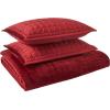 imageTribeca Living Velvet King Quilt Set ThreePiece Box Stitch Bedding Includes Oversized Quilt ampamp Two Shams 260GSM Super Soft Velvet TaupeBurgundy