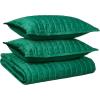 imageTribeca Living Velvet King Quilt Set ThreePiece Box Stitch Bedding Includes Oversized Quilt ampamp Two Shams 260GSM Super Soft Velvet TaupeEmerald Green