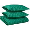imageTribeca Living Velvet King Quilt Set ThreePiece Box Stitch Bedding Includes Oversized Quilt ampamp Two Shams 260GSM Super Soft Velvet TaupeEmerald Green