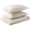 imageTribeca Living Velvet King Quilt Set ThreePiece Box Stitch Bedding Includes Oversized Quilt ampamp Two Shams 260GSM Super Soft Velvet TaupeIvory