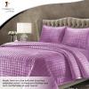 imageTribeca Living Velvet King Quilt Set ThreePiece Box Stitch Bedding Includes Oversized Quilt ampamp Two Shams 260GSM Super Soft Velvet TaupeLilac