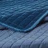 imageTribeca Living Velvet King Quilt Set ThreePiece Box Stitch Bedding Includes Oversized Quilt ampamp Two Shams 260GSM Super Soft Velvet TaupeNavy Blue