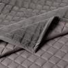 imageTribeca Living Velvet King Quilt Set ThreePiece Box Stitch Bedding Includes Oversized Quilt ampamp Two Shams 260GSM Super Soft Velvet TaupeSmoke Grey