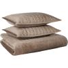 imageTribeca Living Velvet King Quilt Set ThreePiece Box Stitch Bedding Includes Oversized Quilt ampamp Two Shams 260GSM Super Soft Velvet TaupeTaupe