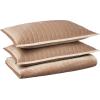imageTribeca Living Velvet King Quilt Set ThreePiece Box Stitch Bedding Includes Oversized Quilt ampamp Two Shams 260GSM Super Soft Velvet TaupeTaupe
