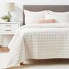 imageTribeca Living Velvet King Quilt Set ThreePiece Box Stitch Bedding Includes Oversized Quilt ampamp Two Shams 260GSM Super Soft Velvet TaupeWhite