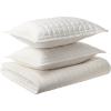 imageTribeca Living Velvet King Quilt Set ThreePiece Box Stitch Bedding Includes Oversized Quilt ampamp Two Shams 260GSM Super Soft Velvet TaupeWhite