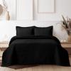 imageTribeca Living Brisbane Oversized Twin Quilt Bedding Set Solid 2Piece Quilted Bedspread Coverlet with Matching Pillow Sham Super Soft Fade and Wrinkle Resistant Quilts Silver GreyBlack