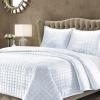 imageTribeca Living Velvet King Quilt Set ThreePiece Box Stitch Bedding Includes Oversized Quilt ampamp Two Shams 260GSM Super Soft Velvet TaupeWhite