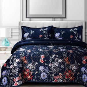 imagePariza Printed Oversized Velvet UltraSoft Luxury Quilt Set with Shams Wrinkle ampamp Fade Resitant AllSeason Diamond Stitching Durable and Fine Quality Queen MulticolorAmal Multicolor