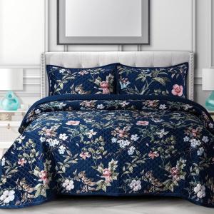 imagePariza Printed Oversized Velvet UltraSoft Luxury Quilt Set with Shams Wrinkle ampamp Fade Resitant AllSeason Diamond Stitching Durable and Fine Quality Queen MulticolorCalla Multicolor