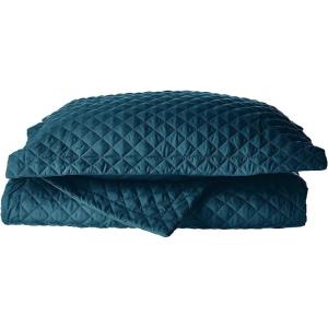imageTribeca Living Brisbane Oversized Twin Quilt Bedding Set Solid 2Piece Quilted Bedspread Coverlet with Matching Pillow Sham Super Soft Fade and Wrinkle Resistant Quilts Silver GreyTeal