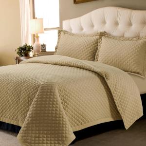 imageTribeca Living Brisbane Oversized Twin Quilt Bedding Set Solid 2Piece Quilted Bedspread Coverlet with Matching Pillow Sham Super Soft Fade and Wrinkle Resistant Quilts Silver GreyCashmere