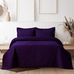 imageTribeca Living Brisbane Oversized Twin Quilt Bedding Set Solid 2Piece Quilted Bedspread Coverlet with Matching Pillow Sham Super Soft Fade and Wrinkle Resistant Quilts Silver GreyFig
