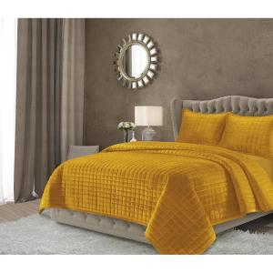 imageTribeca Living Velvet King Quilt Set ThreePiece Box Stitch Bedding Includes Oversized Quilt ampamp Two Shams 260GSM Super Soft Velvet TaupeGold