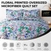 imageAZORES HOME Chloe Floral Printed UltraSoft 2Piece Oversized Quilt Set Easy Care and Fade Resistant  Twin GreenChloe Green