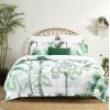 imageAZORES HOME Chloe Floral Printed UltraSoft 2Piece Oversized Quilt Set Easy Care and Fade Resistant  Twin GreenDeep Green
