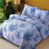 imageAZORES HOME Chloe Floral Printed UltraSoft 2Piece Oversized Quilt Set Easy Care and Fade Resistant  Twin GreenJolie Blue