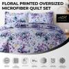 imageAZORES HOME Chloe Floral Printed UltraSoft 2Piece Oversized Quilt Set Easy Care and Fade Resistant  Twin GreenJuliette Deep Purple
