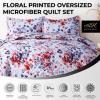 imageAZORES HOME Chloe Floral Printed UltraSoft 2Piece Oversized Quilt Set Easy Care and Fade Resistant  Twin GreenJuliette Red